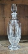 Stuart cut glass decanter, the ovoid body decorated with stylised leaves and fronds, with etched