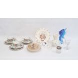 Royal Doulton model dog, Belleek porcelain vase, Shelley vase, Bunnykins plate, Murano-style fish