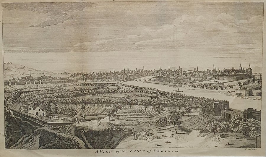 Two 18th century engraved views of Paris, one engraved from Moore's New and Complete Collection of - Image 2 of 4