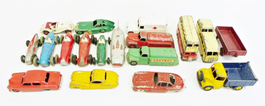 Eight various Dinky model racing cars to include Alfa-Romeo 232 and 23F, Cooper-Bristol no.23G,