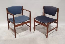 Two tube-lined teak-framed mid century modern chairs (2)