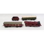 Hornby clockwork Royal Scot locomotive (no.6100) and tender in LMS maroon livery, a Hornby series