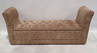 Window box seat upholstered in faux-leopard print fabric, 174cm wide Condition Report Occasional