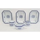 Three Wedgwood Springfield pattern bowls of rectangular form and a Spode milk jug, sauceboat and