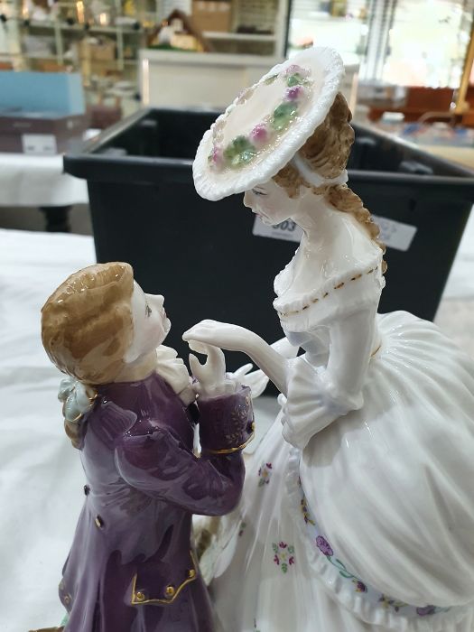 Collection of four Royal Worcester figurines to include 'Flirtation', 'The Tryst', 'The Proposal' - Image 15 of 22