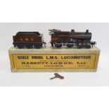 Bassett-Lowke LMS clockwork compound loco (3302/0) no.1063, with tender in brown LMS Livery, with