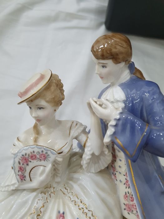 Collection of four Royal Worcester figurines to include 'Flirtation', 'The Tryst', 'The Proposal' - Image 6 of 22