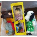 Pelham puppet of Cinderella, in box, a Pedigree Womble soft toy, a Snoopy soft toy and accessories