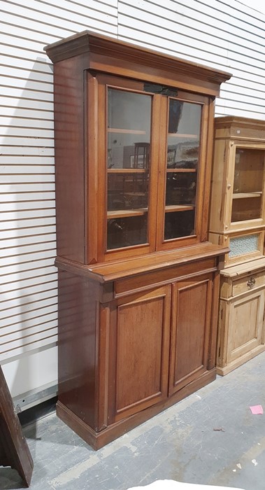 Late 19th century mahogany bookcase cabinet, the moulded cornice above two glazed doors enclosing - Image 2 of 2