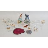 Quantity of assorted crystal glass models including a crocodile, a rhino, a windmill, etc, a Beswick