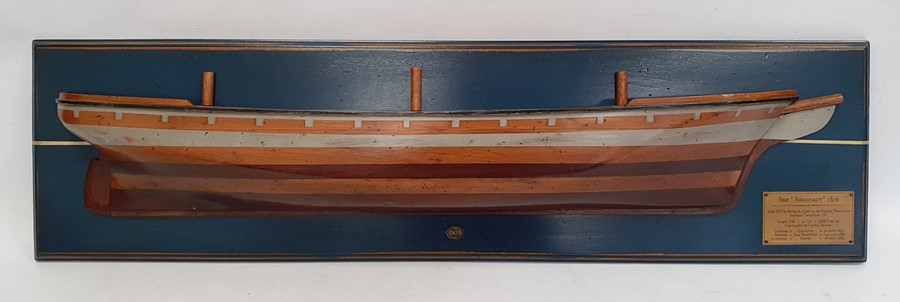 Modern wooden wall-mounted half-block model of the 1876 Argonaut ship, 94cm long