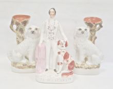 Staffordshire pottery flatback group depicting the Prince of Wales with a seated spaniel 37cm high