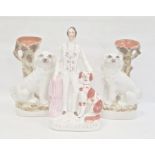 Staffordshire pottery flatback group depicting the Prince of Wales with a seated spaniel 37cm high