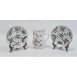 Pair of Chinese plates decorated with butterflies, with printed mark to base, 15cm diameter and an
