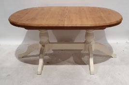 20th century pine extending dining table on a cream painted baseCondition ReportAppprox.