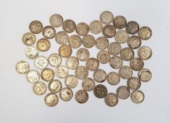 Large quantity of Victorian and later silver threepences, gross weight 63g