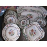 Quantity of Copeland 'Chinese Rose' pattern part dinner service, reg no.629599 (1 box)