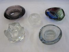 Four assorted 20th century glass ashtrays to include a clear glass ashtray by Glass Design