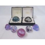 Two Caithness paperweights 'Spindrift' and 'Night Venture', boxed and five other Caithness