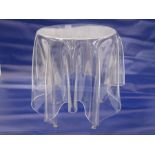 20th century clear perspex circular stool in a fallen tablecloth design, 32cm diameter