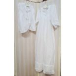 Cobannau white cotton nightie, size small, another size medium and a white cotton mob cap (1 box)