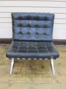 Chrome and black leather Barcelona style chair