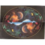 David Miller (20th century school)  Limited edition print  Dolphins with planets, no.274/450, signed