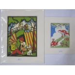 Pat Harrison Colour print "Rabbits and Toadstools", 22cm x 18cm  Lydia Hine Colour print "Dancing