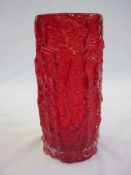 Whitefriars red bark-effect glass vase, 23cm high  Condition ReportNo apparent visible damage to