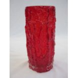 Whitefriars red bark-effect glass vase, 23cm high  Condition ReportNo apparent visible damage to