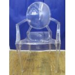 Louis clear acrylic Ghost chair, 93cm high