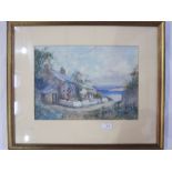 Joseph Hughes Clayton (1870-1930)  Watercolour Seaside cottage scene, signed lower right, 25cm x
