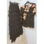 Frank Usher pleated, frilled and tiered black evening skirt and a Frank Usher beaded top (2)