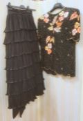 Frank Usher pleated, frilled and tiered black evening skirt and a Frank Usher beaded top (2)