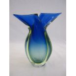 Murano glass vase in blue, green and clear with flared rim, 28cm high  Condition ReportOverall