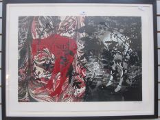 John Piper (1903-1992) Limited edition print  Nude hidden amongst leaves in red and black, no.22/70,