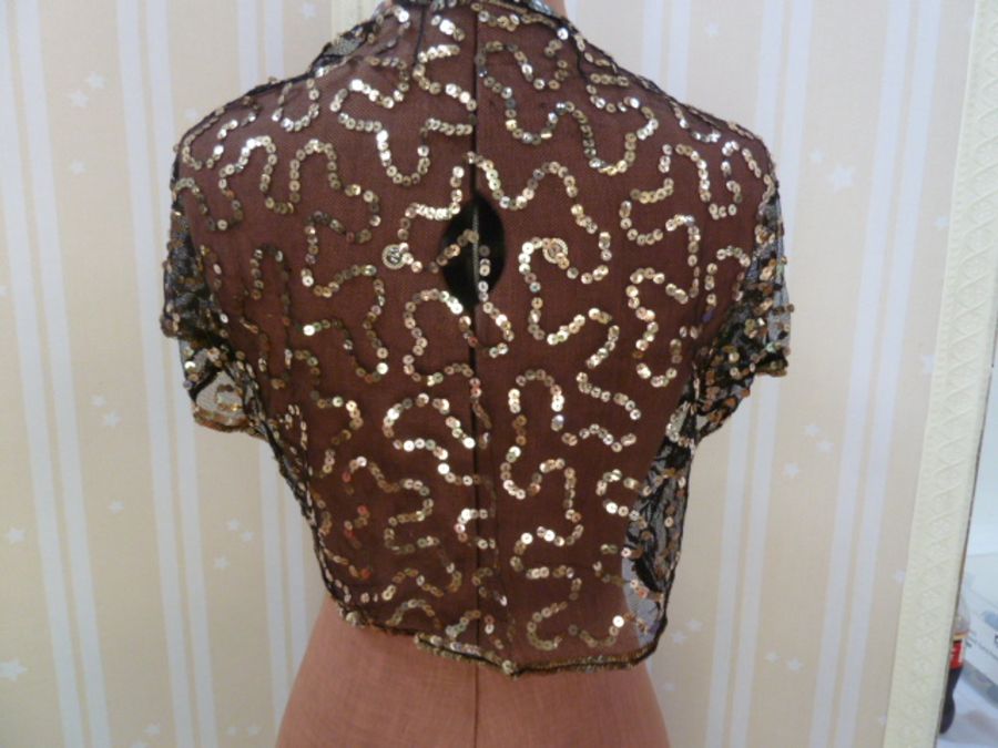 1930's black net and sequin evening bolero - Image 2 of 2