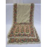 Embroidered shawl in linen, unbacked, bright colours (some holes in the fabric, the embroidery on