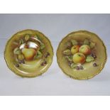 Pair of Coalport cabinet plates decorated by N Lear of apples, pears and grapes, 27cm diameter (2)