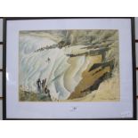 Chris Hoggett  Watercolour "Surfers, Gower", signed lower right, 24cm x 34.5cm