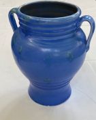 C H Brannum - Barnstaple pottery two-handled vase, blue glaze, 23cm high