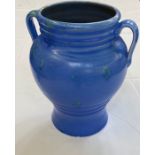 C H Brannum - Barnstaple pottery two-handled vase, blue glaze, 23cm high