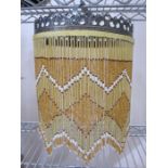 20th century beaded shade lamp in gold and white and an early 20th century moulded ceiling shade