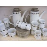 Meakin studio pottery part coffee service, a quantity of Midwinter-style craft plates, fashion shape