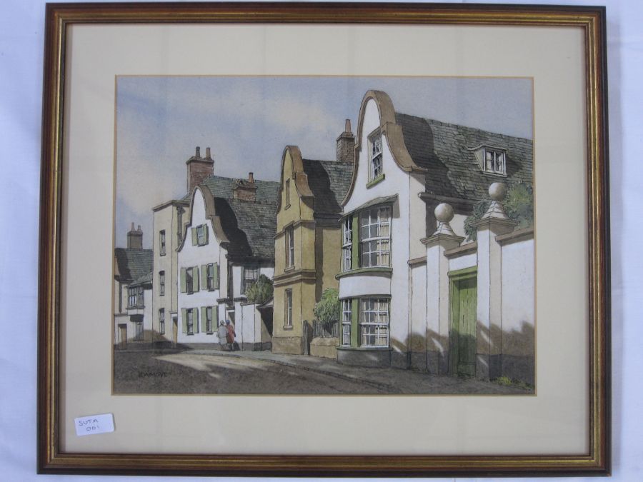 E W Moy (20th century school)  Topsham, Devon and Tewkesbury - three village street scenes, - Image 3 of 3
