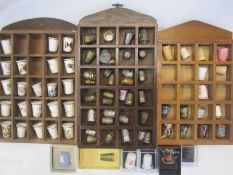 Box of assorted thimbles including metal, porcelain, cloisonné etc.