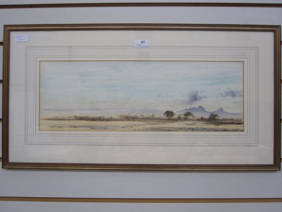 Jeremy Hammick (b.1956) Watercolour  "Kenya", labelled verso, 17.5cm x 51cm