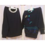 Pure cashmere twin-set, size 18, brand new Jaeger black jumper with faux pearl beaded neckline,