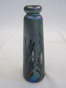 Loetz vase, tapered form, iridescent in purple, greens and whites, marked to base, 14.5cm high