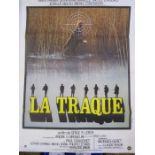 Quantity of film posters, unframed "La Traque" 78cm x 60cm, "Le Temoin a Abattre" 116cm x 160cm, "